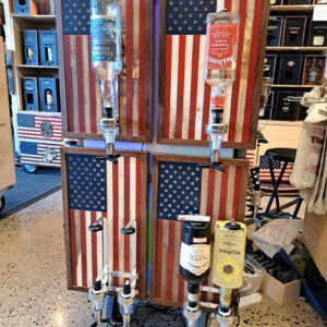 American Flag Small Liquor Dispenser – Handcrafted Wood Bar Decor with LED Lights