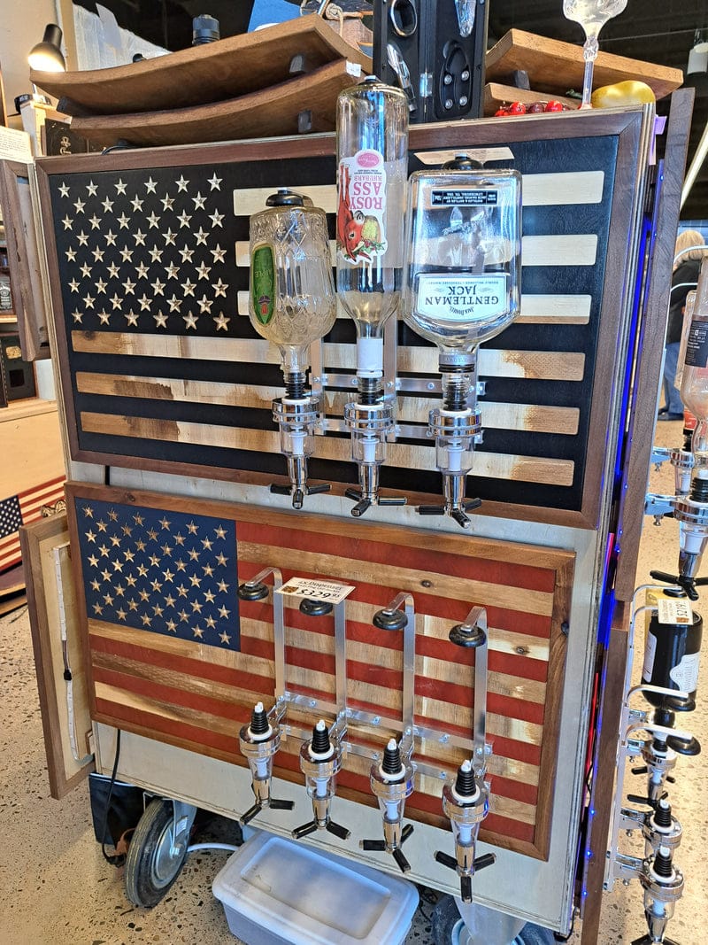American Flag Liquor Dispenser Large – Illuminated Handcrafted Wood Wall Bar Art