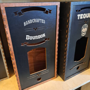 Whiskey Box – Brown | Short 750ml Bottle Display Box with 2 Shot Glasses