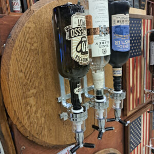 Whiskey Barrel Top 3-Bottle Liquor Dispenser – Repurposed Barrel Wall Mount