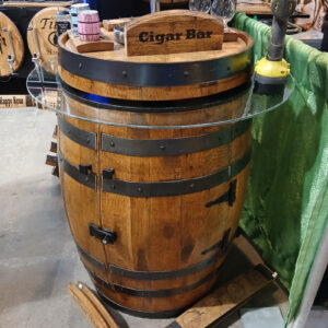 Bar Barrel Top Lazy Susan – Handcrafted Repurposed Whiskey Barrel Tabletop Turntable