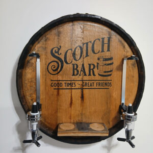Scotch Bar Barrel Top Liquor Dispenser – Handcrafted Whiskey Barrel Wall Mount