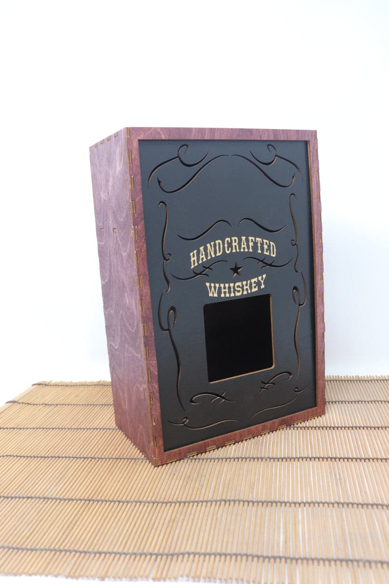 Whiskey Box – Brown | Short 750ml Bottle Display Box with 2 Shot Glasses - Image 3