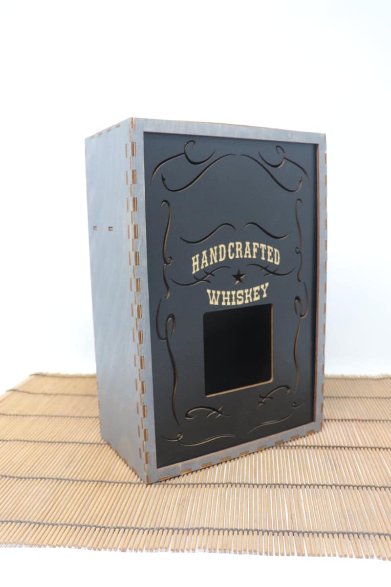 Whiskey Box – Brown | Short 750ml Bottle Display Box with 2 Shot Glasses - Image 4