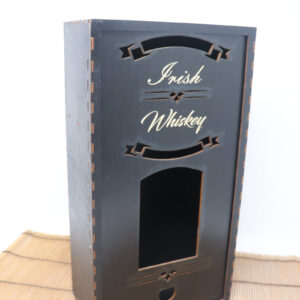 Tall Whiskey Box – Black | Tall 750ml Bottle Display Box with 2 Shot Glasses