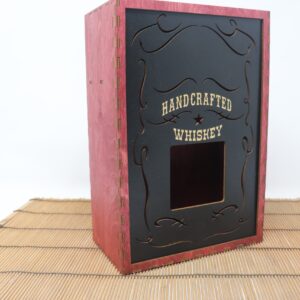 Whiskey Box – Red | Short 750ml Bottle Display Box with 2 Shot Glasses