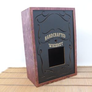 Whiskey Box – Purple | Short 750ml Bottle Display Box with 2 Shot Glasses