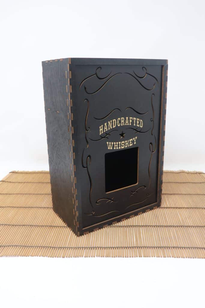 Whiskey Box – Black | Short 750ml Bottle Display Box with 2 Shot Glasses