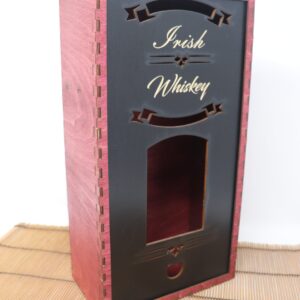 Tall Whiskey Box – Red | Tall 750ml Bottle Display Box with 2 Shot Glasses