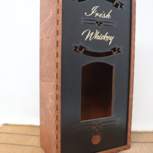 Tall Whiskey Box – Brown | Tall 750ml Bottle Display Box with 2 Shot Glasses